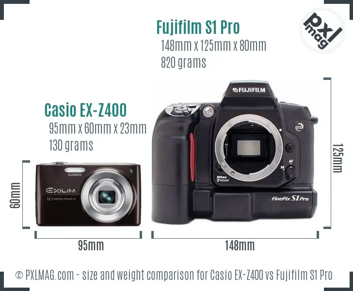 Casio EX-Z400 vs Fujifilm S1 Pro size comparison