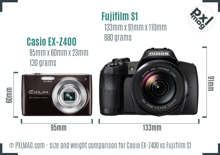 Casio EX-Z400 vs Fujifilm S1 size comparison