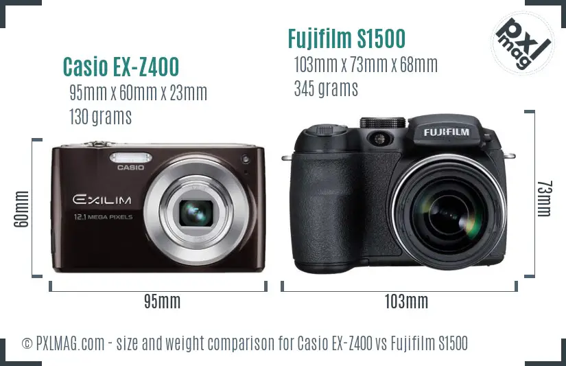 Casio EX-Z400 vs Fujifilm S1500 size comparison Casio EX-Z400 vs Fujifilm S1500 size comparison