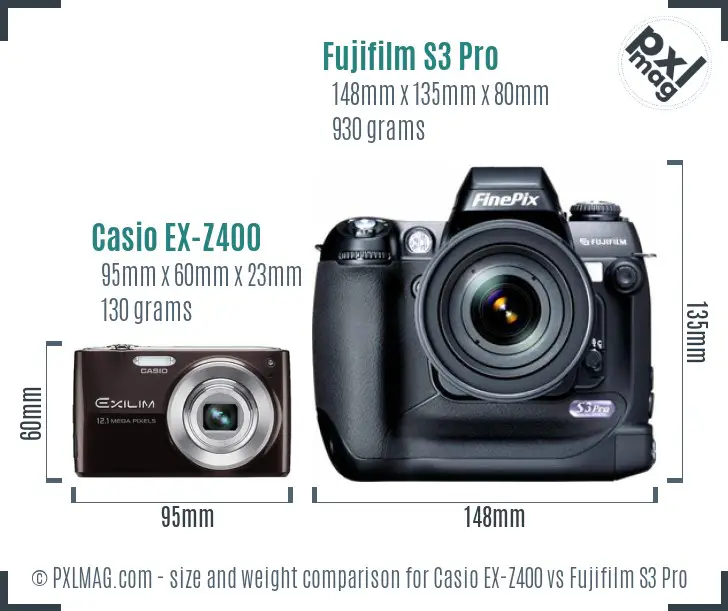 Casio EX-Z400 vs Fujifilm S3 Pro size comparison
