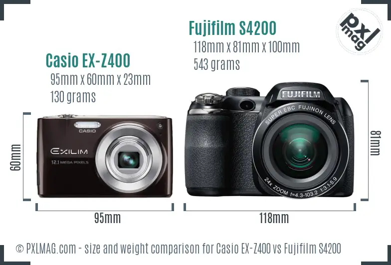 Casio EX-Z400 vs Fujifilm S4200 size comparison