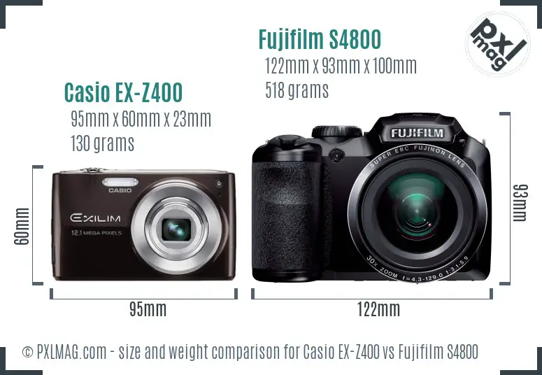 Casio EX-Z400 vs Fujifilm S4800 size comparison