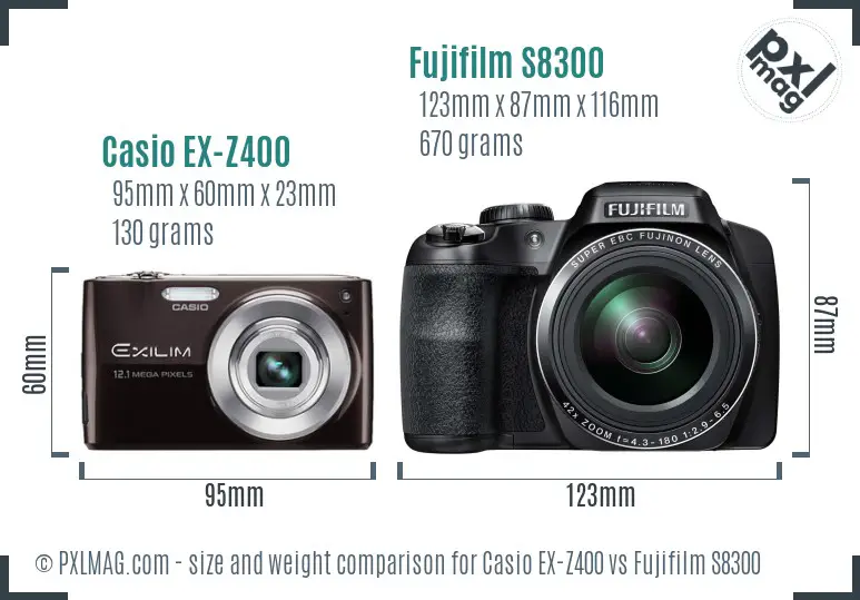Casio EX-Z400 vs Fujifilm S8300 size comparison Casio EX-Z400 vs Fujifilm S8300 size comparison