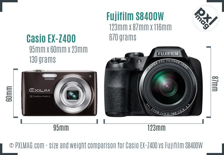 Casio EX-Z400 vs Fujifilm S8400W size comparison