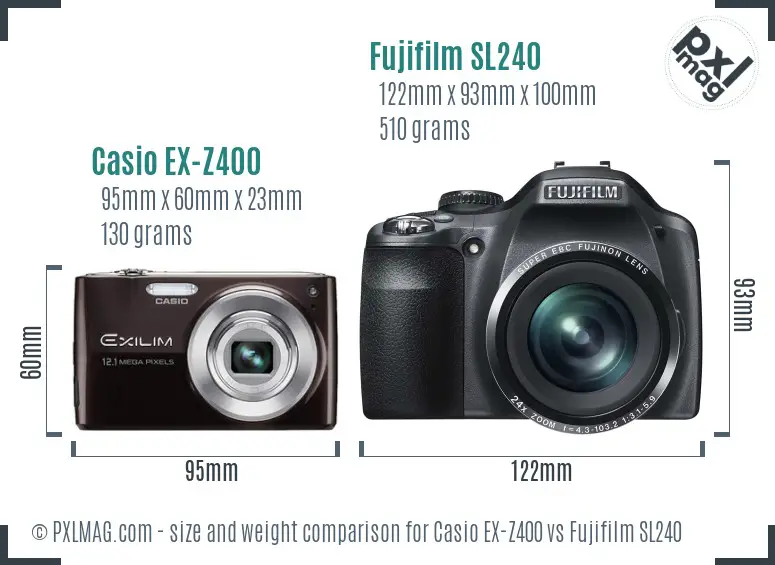 Casio EX-Z400 vs Fujifilm SL240 size comparison