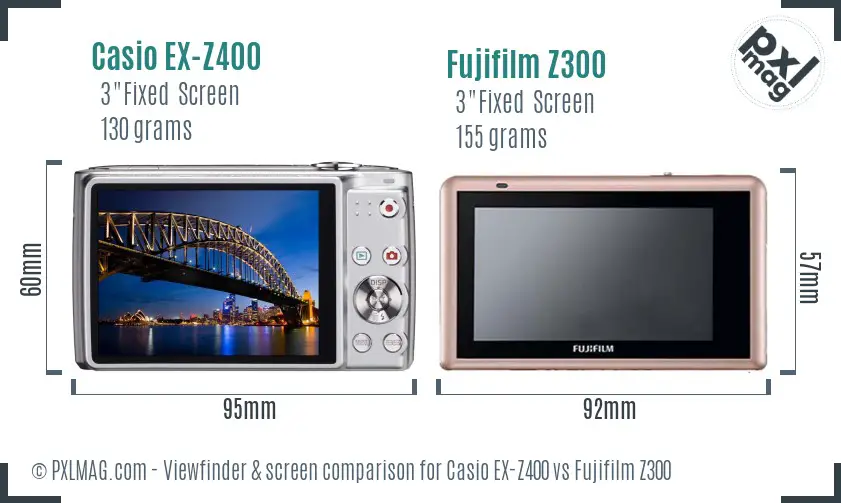 Casio EX-Z400 vs Fujifilm Z300 Screen and Viewfinder comparison