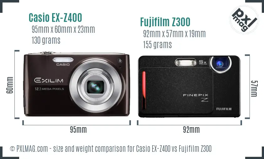 Casio EX-Z400 vs Fujifilm Z300 size comparison