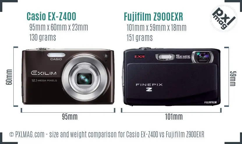 Casio EX-Z400 vs Fujifilm Z900EXR size comparison