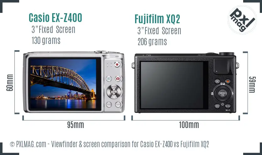 Casio EX-Z400 vs Fujifilm XQ2 Screen and Viewfinder comparison