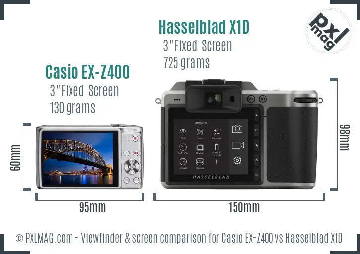 Casio EX-Z400 vs Hasselblad X1D Screen and Viewfinder comparison