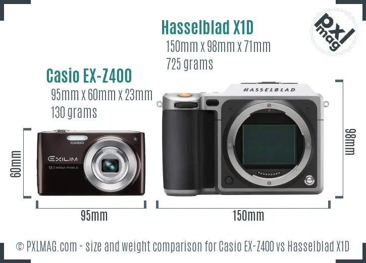 Casio EX-Z400 vs Hasselblad X1D size comparison