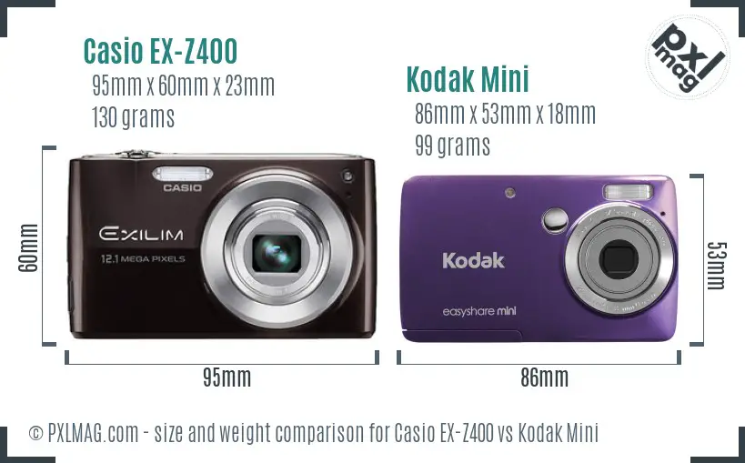 Casio EX-Z400 vs Kodak Mini size comparison