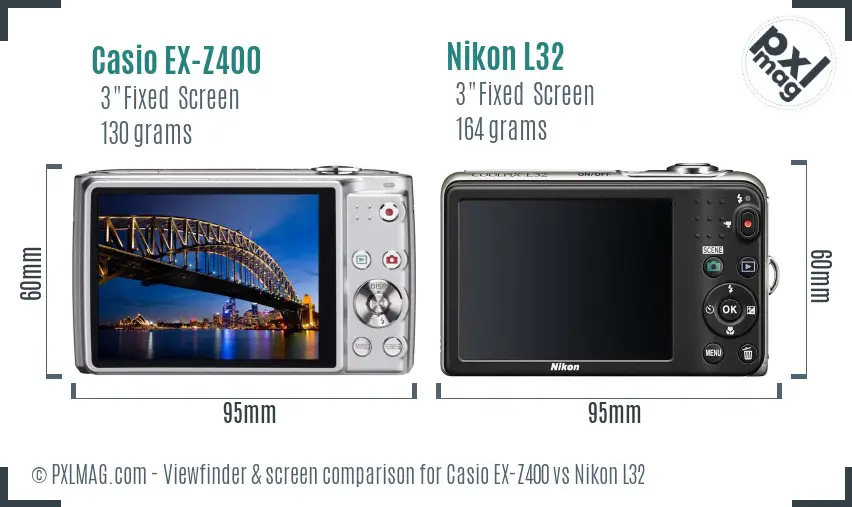 Casio EX-Z400 vs Nikon L32 Screen and Viewfinder comparison