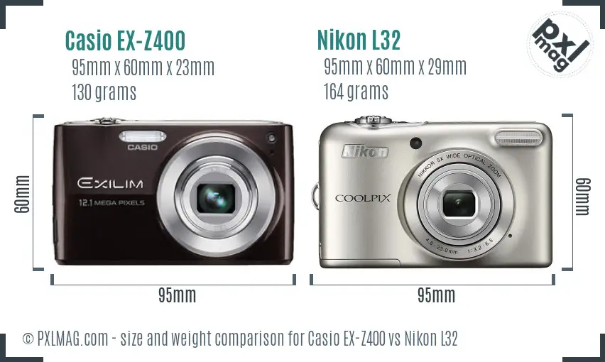 Casio EX-Z400 vs Nikon L32 size comparison