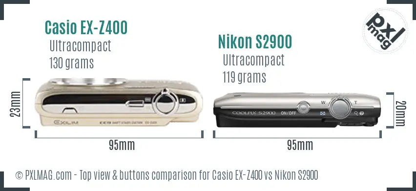 Casio EX-Z400 vs Nikon S2900 top view buttons comparison