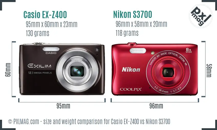 Casio EX-Z400 vs Nikon S3700 size comparison