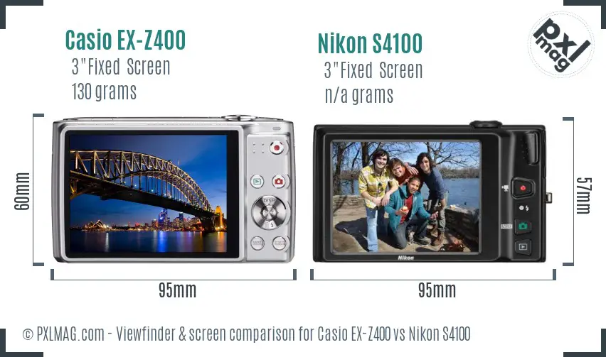 Casio EX-Z400 vs Nikon S4100 Screen and Viewfinder comparison Casio EX-Z400 vs Nikon S4100 Screen and Viewfinder comparison