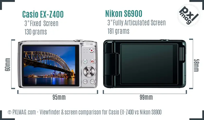 Casio EX-Z400 vs Nikon S6900 Screen and Viewfinder comparison Casio EX-Z400 vs Nikon S6900 Screen and Viewfinder comparison