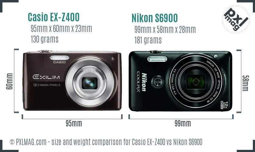 Casio EX-Z400 vs Nikon S6900 size comparison Casio EX-Z400 vs Nikon S6900 size comparison