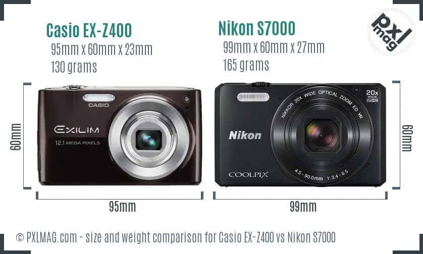 Casio EX-Z400 vs Nikon S7000 size comparison