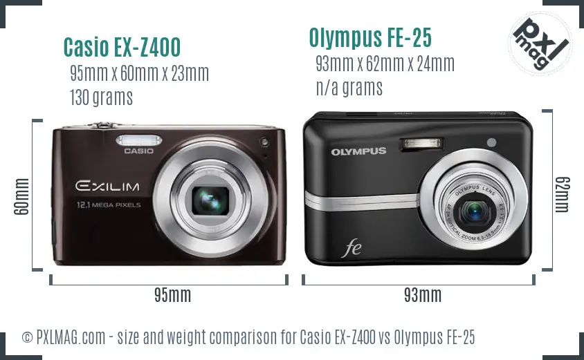 Casio EX-Z400 vs Olympus FE-25 size comparison
