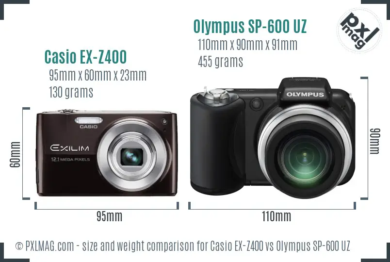 Casio EX-Z400 vs Olympus SP-600 UZ size comparison