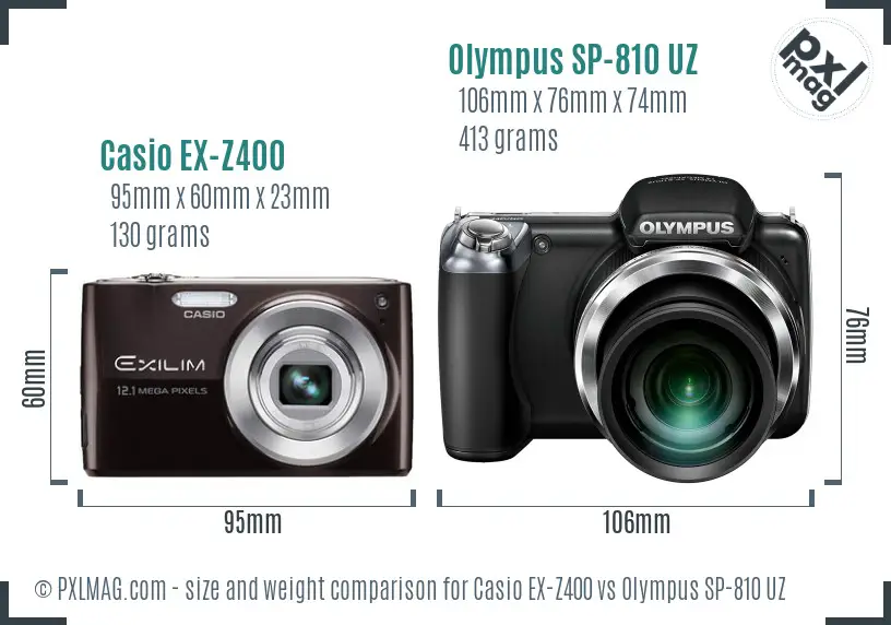 Casio EX-Z400 vs Olympus SP-810 UZ size comparison