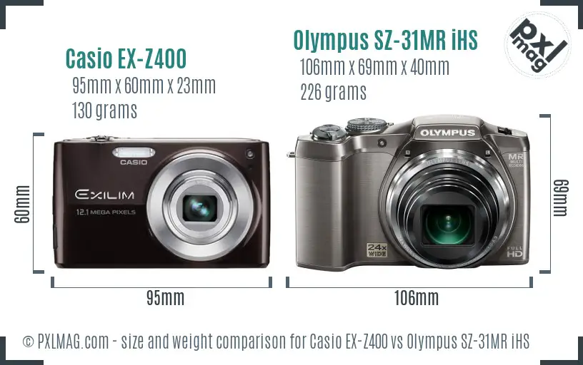 Casio EX-Z400 vs Olympus SZ-31MR iHS size comparison