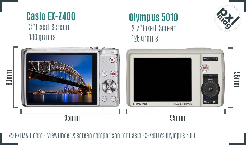 Casio EX-Z400 vs Olympus 5010 Screen and Viewfinder comparison Casio EX-Z400 vs Olympus 5010 Screen and Viewfinder comparison