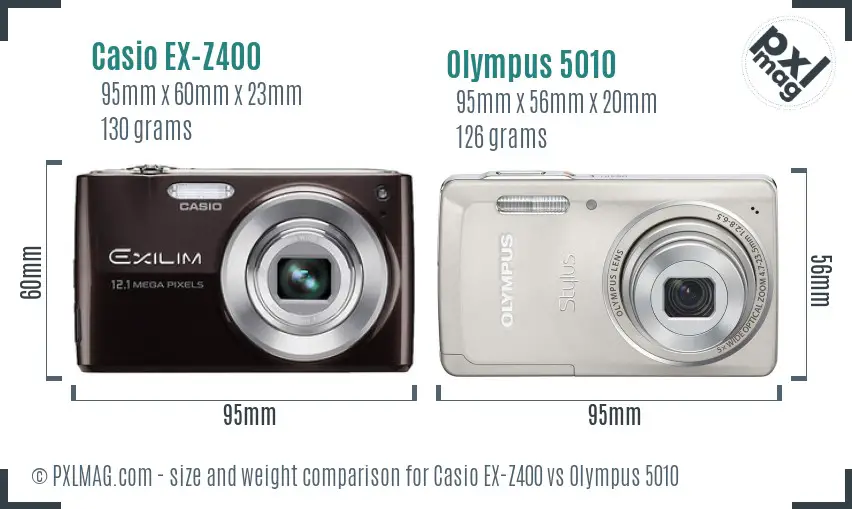 Casio EX-Z400 vs Olympus 5010 size comparison Casio EX-Z400 vs Olympus 5010 size comparison