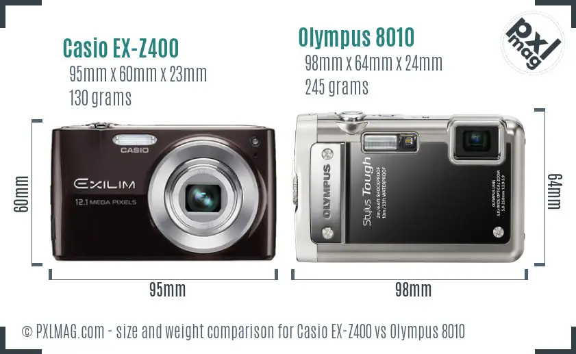Casio EX-Z400 vs Olympus 8010 size comparison