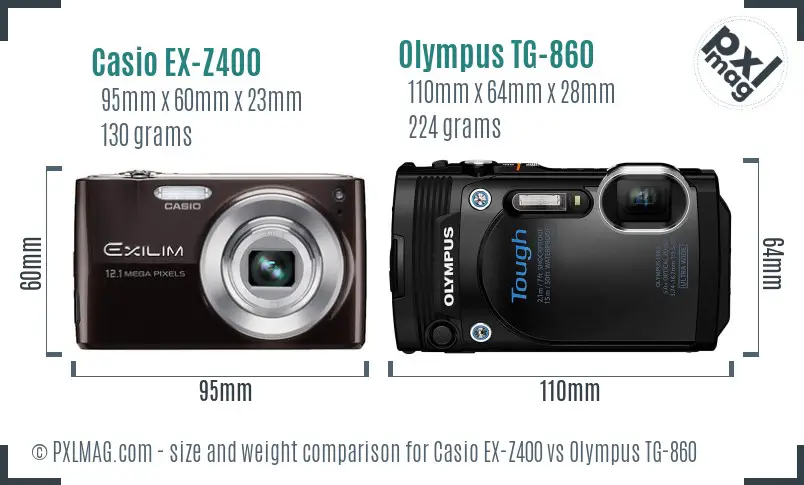 Casio EX-Z400 vs Olympus TG-860 size comparison