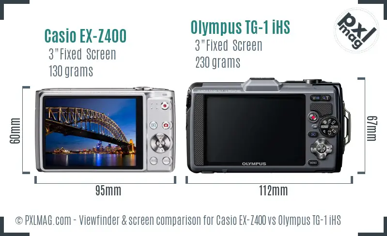 Casio EX-Z400 vs Olympus TG-1 iHS Screen and Viewfinder comparison