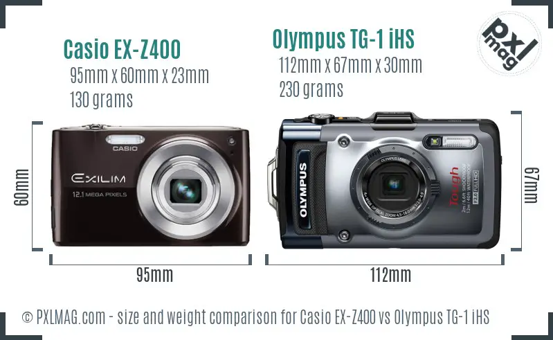 Casio EX-Z400 vs Olympus TG-1 iHS size comparison