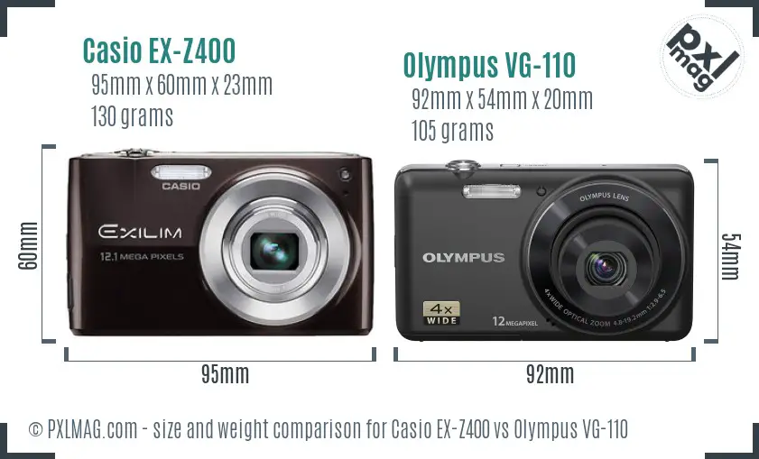 Casio EX-Z400 vs Olympus VG-110 size comparison