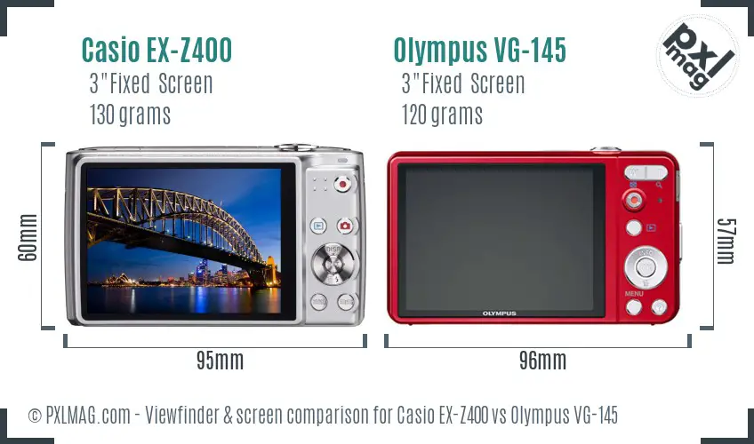Casio EX-Z400 vs Olympus VG-145 Screen and Viewfinder comparison Casio EX-Z400 vs Olympus VG-145 Screen and Viewfinder comparison