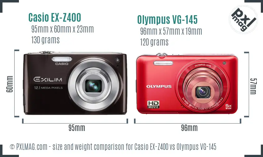 Casio EX-Z400 vs Olympus VG-145 size comparison Casio EX-Z400 vs Olympus VG-145 size comparison
