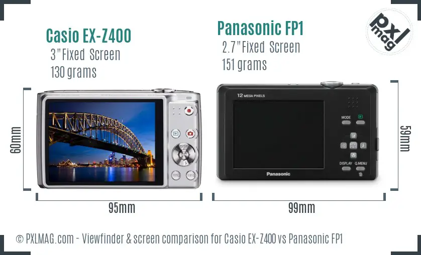 Casio EX-Z400 vs Panasonic FP1 Screen and Viewfinder comparison