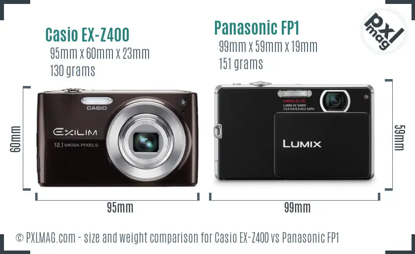 Casio EX-Z400 vs Panasonic FP1 size comparison