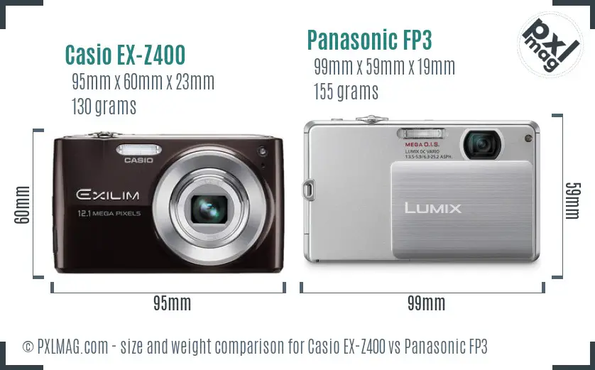 Casio EX-Z400 vs Panasonic FP3 size comparison