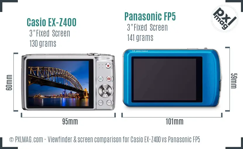 Casio EX-Z400 vs Panasonic FP5 Screen and Viewfinder comparison