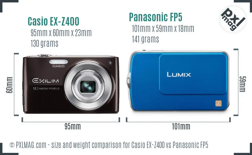 Casio EX-Z400 vs Panasonic FP5 size comparison