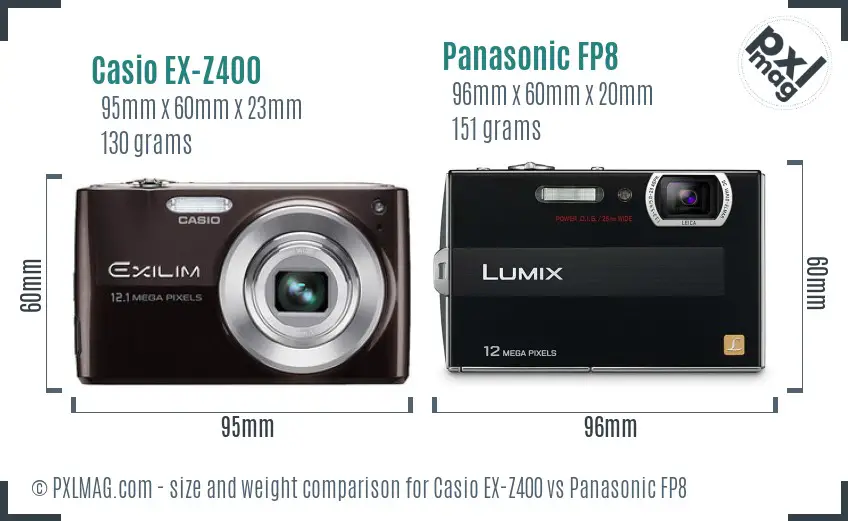Casio EX-Z400 vs Panasonic FP8 size comparison
