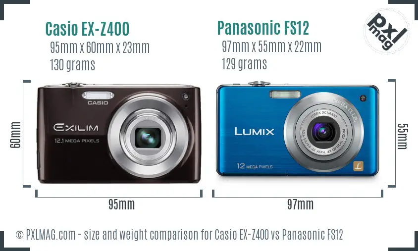 Casio EX-Z400 vs Panasonic FS12 size comparison