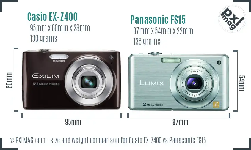 Casio EX-Z400 vs Panasonic FS15 size comparison