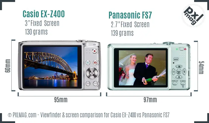 Casio EX-Z400 vs Panasonic FS7 Screen and Viewfinder comparison