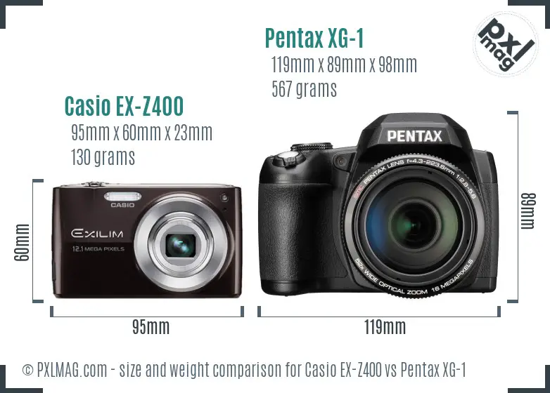 Casio EX-Z400 vs Pentax XG-1 size comparison