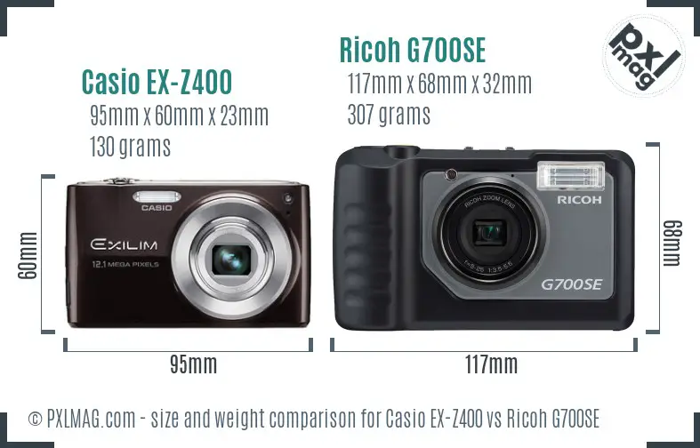 Casio EX-Z400 vs Ricoh G700SE size comparison