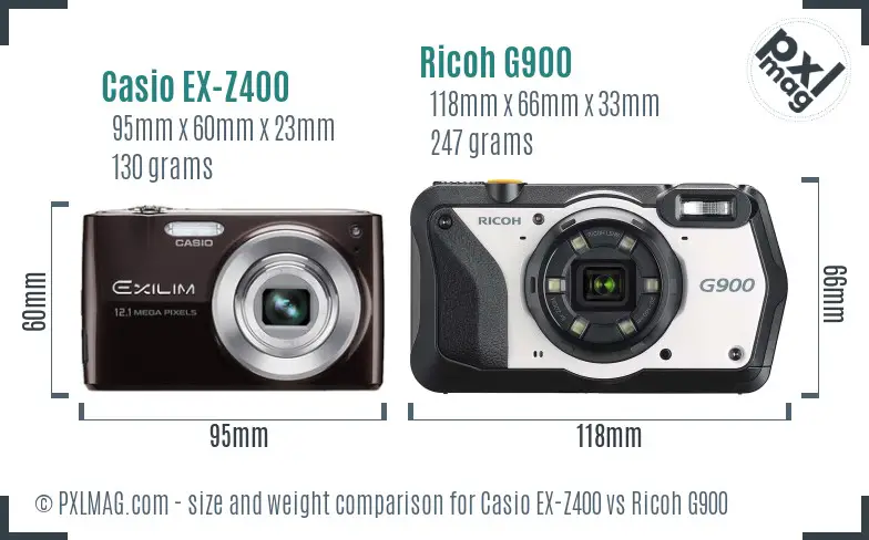 Casio EX-Z400 vs Ricoh G900 size comparison Casio EX-Z400 vs Ricoh G900 size comparison
