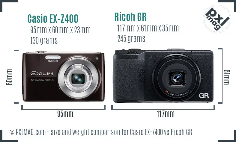 Casio EX-Z400 vs Ricoh GR size comparison Casio EX-Z400 vs Ricoh GR size comparison